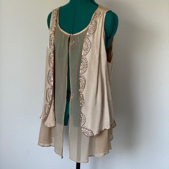 Beige beaded IMAN jacket size 1X - Picture 2 of 10